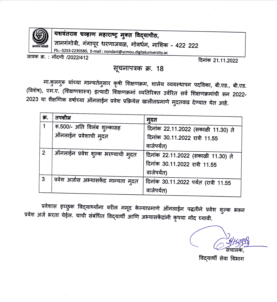 ऑनलाईन प्रवेशासाठी शेवटचे दोन दिवस
